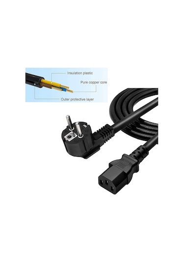 C13 Bakır Power Kablo - Elektrik Güç Kablosu - 3*1.5mm² - 1.8 mt