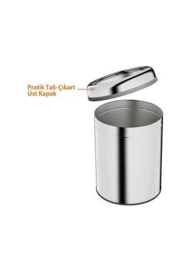 Aqua Bagno Basic Çöp Kovası - Çemberli Tip 8 L, Parlak Krom Paslanmaz Krom