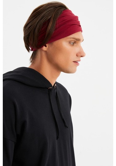 Erkek 4 Fonksiyonlu Koruyucu Pamuklu, Esnek, Terletmez, Bandana, Boyunluk, Maske - Tek Ebat / Bordo Bordo