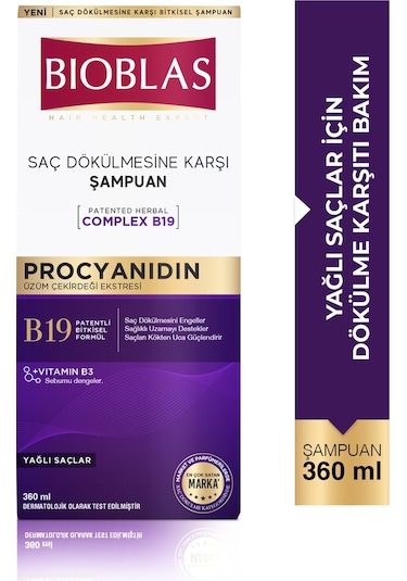 Bioblas Procyanidin Yağlı Saçlar İçin Arındırıcı Şampuan 360 Ml - Saç Dökülmesine & Yağlanmaya Karşı