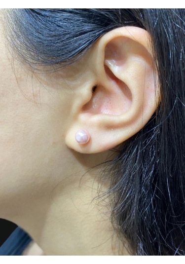Pembe İnci Küçük Top Gümüş Küpe 6 Mm