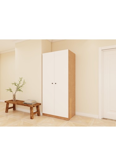 Fırtına 2 Kapaklı Gardırop Meşe Rengi