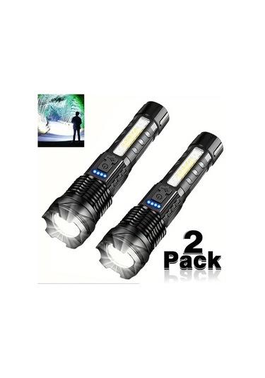 Brightnova 2 Adet Usb Şarjlı El Feneri Xp50 Yüksek Güç 350 Lümen 7 Mod Cob Yan Lamba 300m Uzun Menzil Kampçılık Hiking Acil Durumlar Flashlight Altın