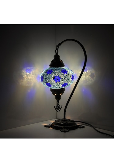 El Yapımı Dekoratif Sevgililer Günü Hediyesi Mozaik Lamba Mavi