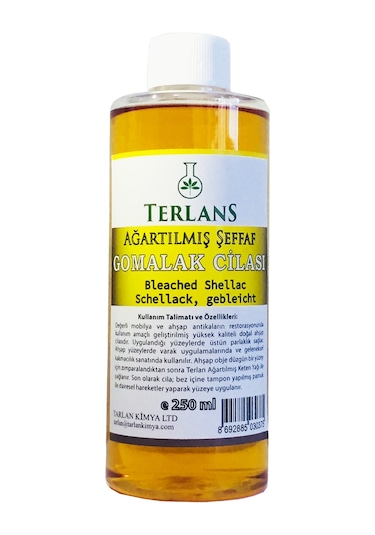Terlans Ağartılmış Şeffaf Kalite Gomalak Cilası 250 ML