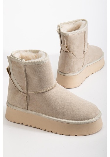 Suins Soule Model İçi Komple Kürklü Cırtlı Siyah Taba Ten Kadın Bot Ten