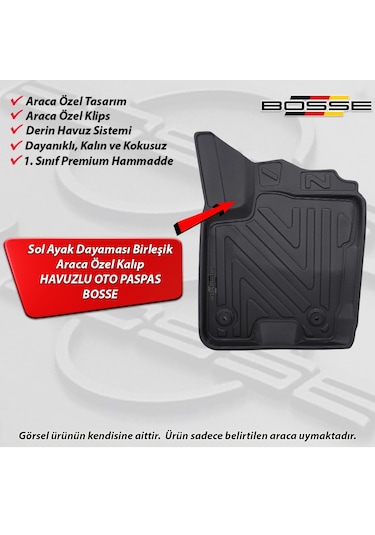 Ford Courier Paspas Araca Özel 2014 2023 BOSSE 3D Havuzlu Oto Paspas Paspas