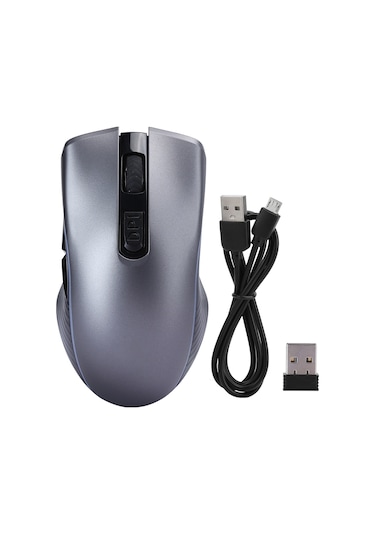 Kablosuz Bluetooth Şarj Edilebilir Çift Modlu Sessiz Oyun Ofis Faresi 2.4g Uzay Grisi