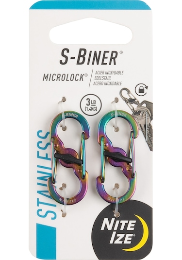 Nite Ize S-Biner Microlock Çelik Karabina 2Li Paket Gri Çok Renkli