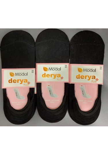 Derya Kadın Dikişsiz Modal Babet Çorap 12 Adet Siyah