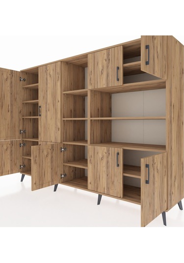 Hyperion Dolap 14 Raflı 9 Kapaklı 220x44x163 Çam-çam Çam-çam