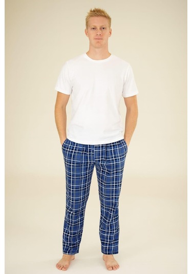 Erkek Desenli Cepli % 100 Pamuk Tek Alt İndigo İndigo