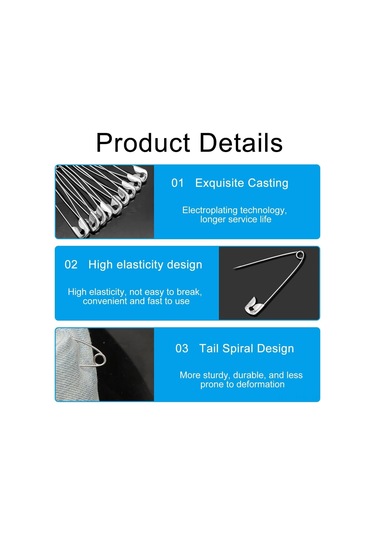 Tenfowee 250 Adet Çeşitli Boyutlu Nikel Kaplı Çelik Güvenlik İğne Seti, Depolama Kutusuyla Etiket Sabitleyici İğneler Paketi