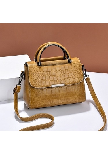 Shidai888 A966-5 Taş Desen Bayan Tek Omuz Çantası Kahverengi