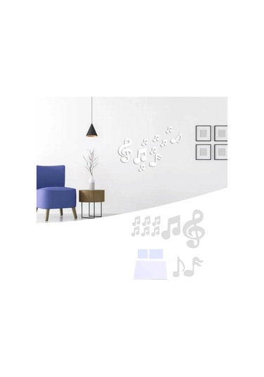 Shineyee Pvc Müzik Notası Dekoratif Duvar Sticker, Cam Gibi Ayna Yüzeyli, 3d Relief, Canlı Odası Tv Arka Planı, Ev Dekoru, Sağlıklı Ve Dayanıklı, Kolay Kurulum Gümüş