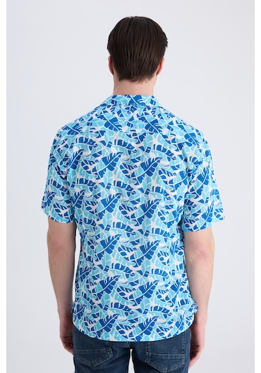 Twn Slim Fit Mavi Baskılı %100 Pamuklu Gömlek 2ec02ap313130 Çok Renkli