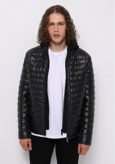 Colins Slim Fit Erkek Siyah Mont Pu Cl1076211 Q1.v1 Blk Siyah