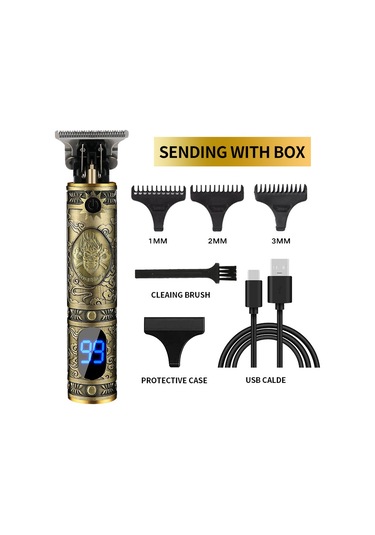 T9 Elektrikli Saç Kesme Makinesi Elektrikli Pusula Elektrikli Pusula Lcd Altın Kafatası