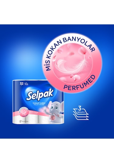 Selpak® Parfümlü Pudra Kokulu Tuvalet Kağıdı 3 x 32 Rulo