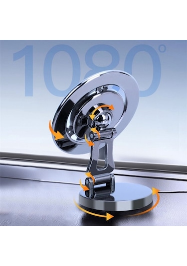 G168 Dönebilen Cep Telefonu Standı Araba Gösterge Paneli Ön Cam Manyetik Telefon Tutucu Gümüş