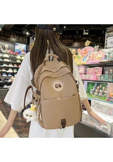 Dancemonkey Tarzı Sırt Sırt Pembe Okul Kolej Kapasiteli Kadın İşlemeli Çantası Çantası Çantası Büyük Bilgisayar Zj Pembe