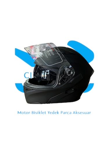 Çeneden Açılır Kask Siyah