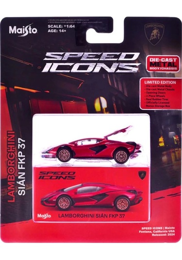 Maisto 1:64 Speed Icons - Lamborghini Sian Fkp 37 Metalik Kırmızı Çok Renkli