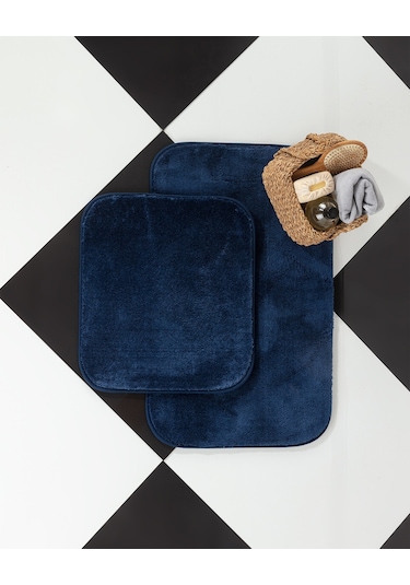 Madame Coco Carol Banyo Paspası 1kbapa05152'li Küçük Boy Set-indigo Indigo Mavi