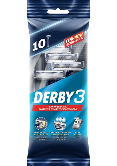 Derby Samurai 3 Krom Seramik ve Platin Tıraş Bıçağı 10 Adet