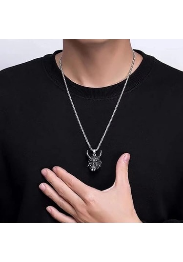 Şeytan Maskesi Korku Paslanmaz Çelik A Plus Kalite Kolye Ve Zinci Çok Renkli