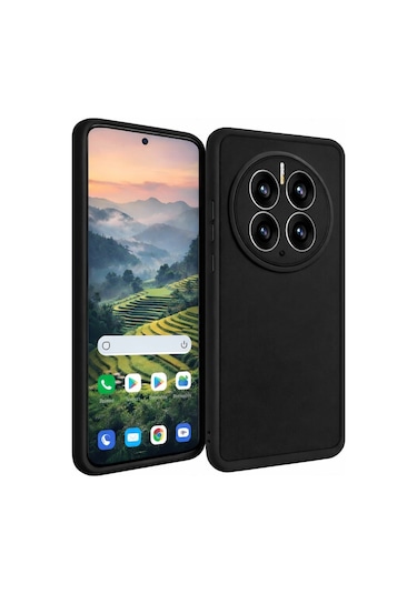Huawei Mate 50 Pro Uyumlu Kamera Çıkıntılı Mat Silikon Telefon Kılıfı Siyah