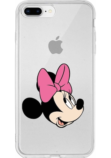 Apple Uyumlu iPhone 7 Plus Kapak Minnie Mouse Tasarımlı Şeffaf Silikon Şeffaf