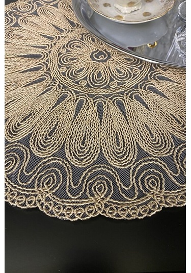 Altın Kordone Nakışlı Modern Supla Bej