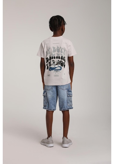 Escabel Erkek Çocuk Sırt Baskılı Tshirt Gri