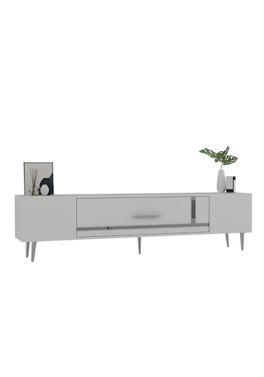 Şuşa Tv Sehpası Tv Ünitesi 150 Cm Beyaz Gümüş