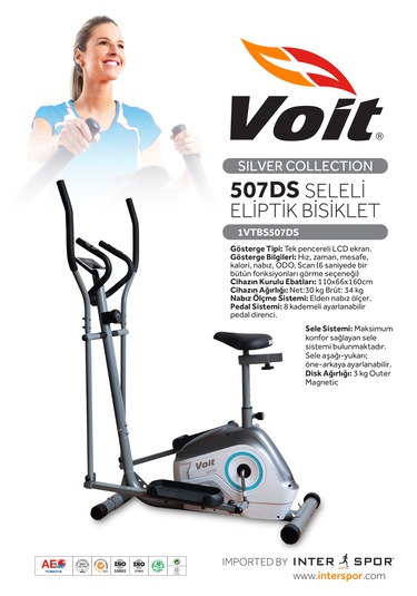 Voit 507ds Sılver Collectıon Seleli Manyetik Eliptik Bisiklet Beyaz - Gri