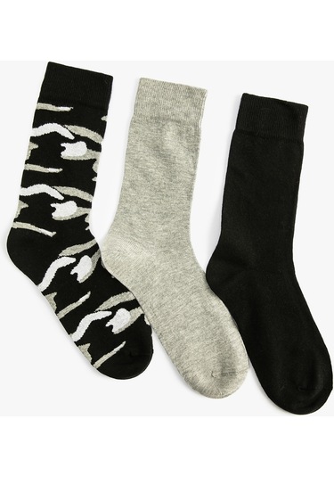 Koton 3'lü Soket Çorap Seti Çok Renkli Desenli Multıcolor 4wam80098aa 4WAM80098AAMIX Mavi Koton 3'lü Soket Çorap Seti Çok Renkli Desenli Multıcolor 4wam80098aa 4WAM80098AAMIX Mavi