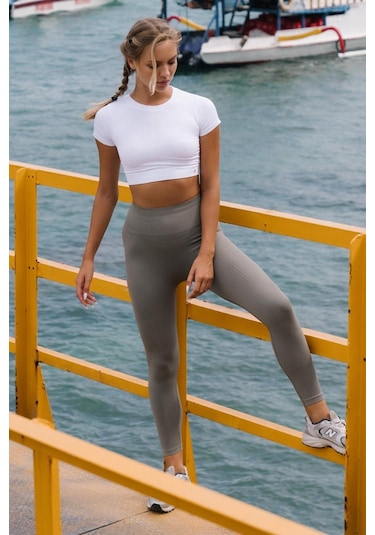 Jerf Lily Desen Detaylı Şekillendirici Tayt Yeşil 001