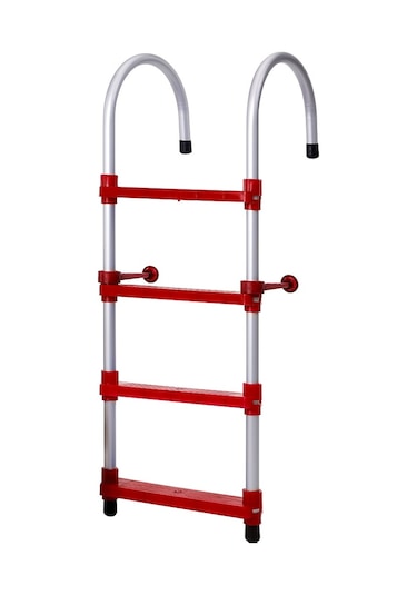 Hobi Store Portatif Tekne Merdiveni ( Kırmızı ) 3 Basamaklı