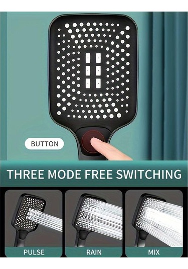 Kare Düğme Ayarlanabilir Duş Başlığı Gümüş: Süper Süper Şarjlı Duş Başlığı Kare Su Çıkışı Ev Tipi Su Isıtıcısı Tek Elle Sprey Duş Başlığı Gümüş