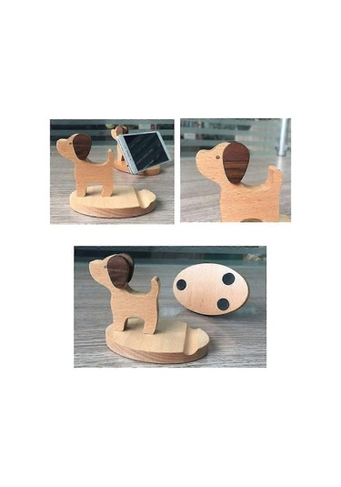 Moly Çift Yuva Ahşap Telefon Tutucu, Dekoratif Tasarım, Pratik Ve Estetik Diğer