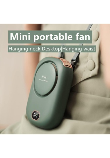Boyun İçin Kişisel Fan Usb Mini Fan Landard 3 Hızlı Dijital Ekran Pil Partılı Deluxe Kolye Fan Fan Fan Fan Çalışıyor Çalışma İçin Pişirme
