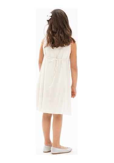 Burçak Şile Bezi Kız Çocuk Elbise Krem Krm