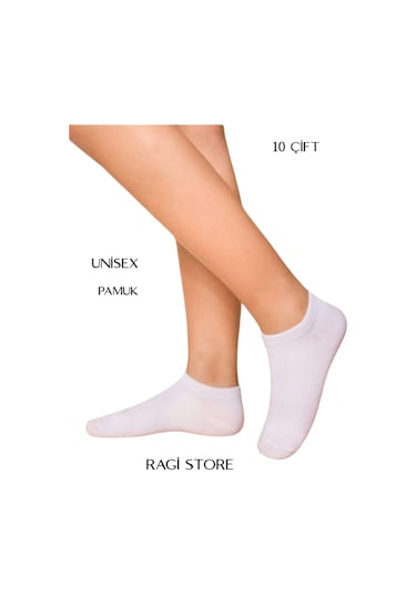 Ragi Store Unisex Patik Çorap 10 Çift Beyaz