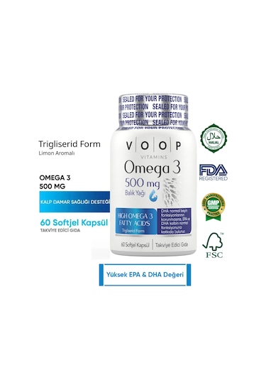 Voop Omega 3 Balık Yağı 500 MG 60 Kapsül