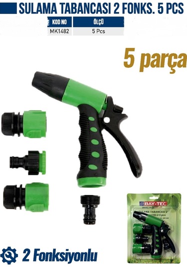 2 Fonksiyonlu Sulama Tabancası Fıskiye 5 Parça Aras