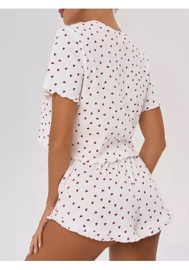 Mode Suraya Kalpli Kısa Pijama Takımı Ev Giyimi 249355925 Beyaz