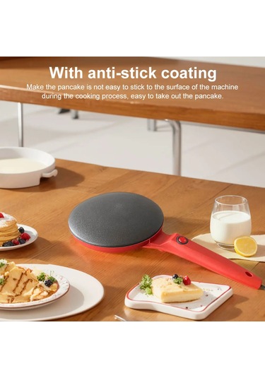 Elektrikli Krep Makinesi Yapışmaz Kahvaltı Pizza Makinesi Taşınabilir Barbekü Red Us Büyük Britanya