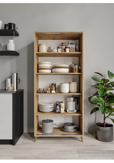 Sürgülü Çok Amaçlı Meşe Mutfak Dolabı, Erzak Dolabı