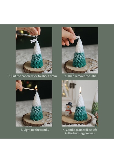 Yifomall Yeşil Xmas Ağacı Şekilli Spiral Gümüş Parafin Mum - Sigara İçmez, 3 Saat Yanma Süresi, Noel Dekorasyonu 1 Adet